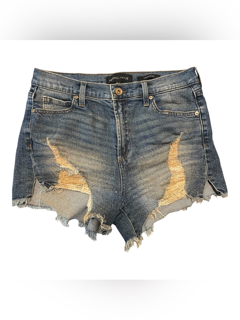 Kendall & Kylie Distressed Denim Jean Shorts - Blue